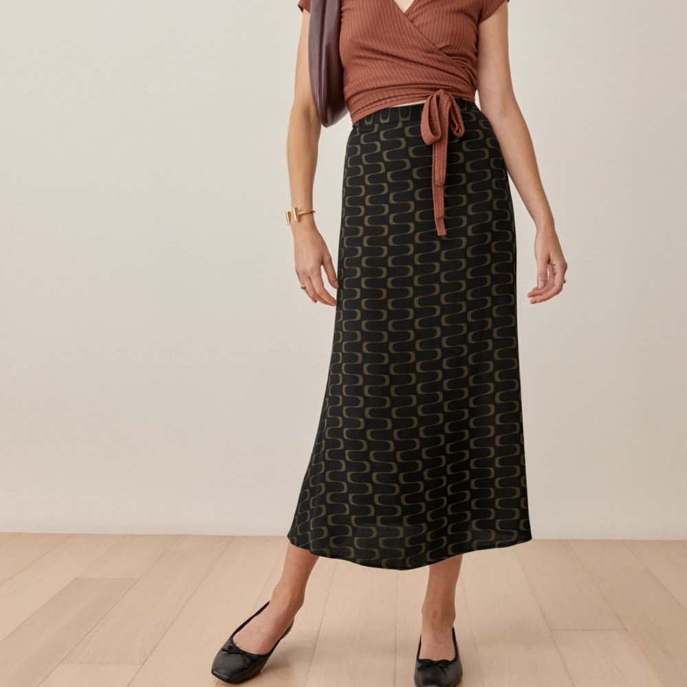 Reformation Bea Skirt, Linguini print
